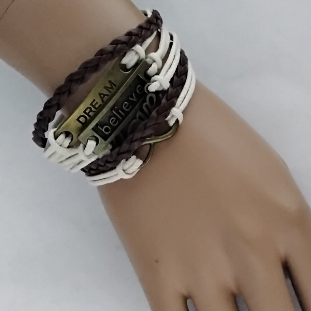 NEW Bohemian believe dreams love leather cord bracelets